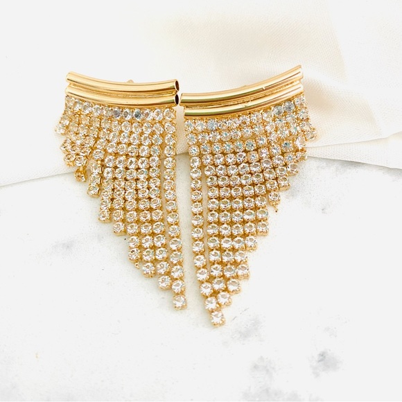 Gold Fringe Earrings. Hoop Fringe Earrings - Picture 9 of 9